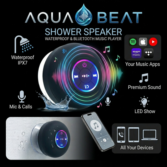 AquaBeat Portable Wireless Bluetooth Speaker LED IPX4 Waterproof